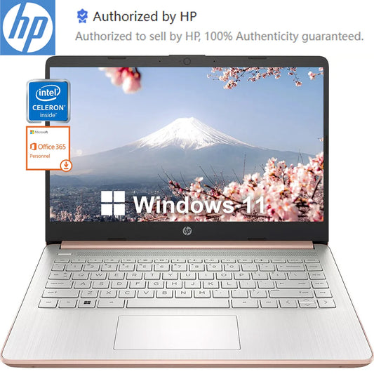 HP Newest 14" Business Laptop, Intel Celeron N4120 Rose Gold
