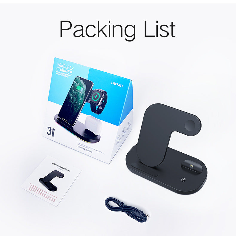 Station De Chargeur Sans Fil Rapide and Pour iPhone Airpods Pro Watch
