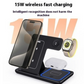 15W 3 In 1 LED Foldable Fast Wireless Charger Stand