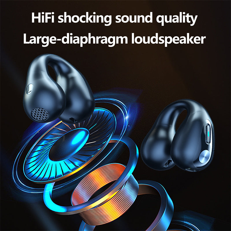 Ear Clip Bluetooth 5.3 Touch Wireless Earphone In-Ear Bass HIFI Sports Headset