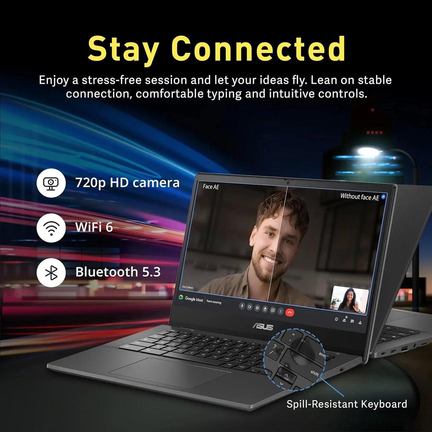 Asus 14" Business Laptop, MediaTek Kompanio, Gray, Chrome OS
