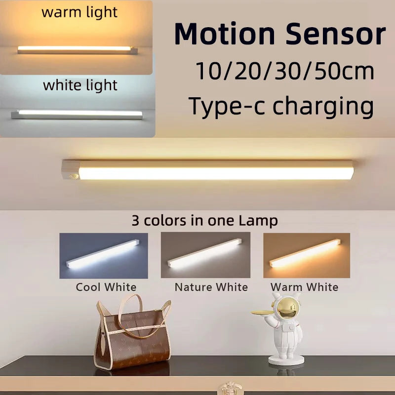 Motion Sensor Lamp Night Light Wireless LED USB Type C Rechargeable Lamp
