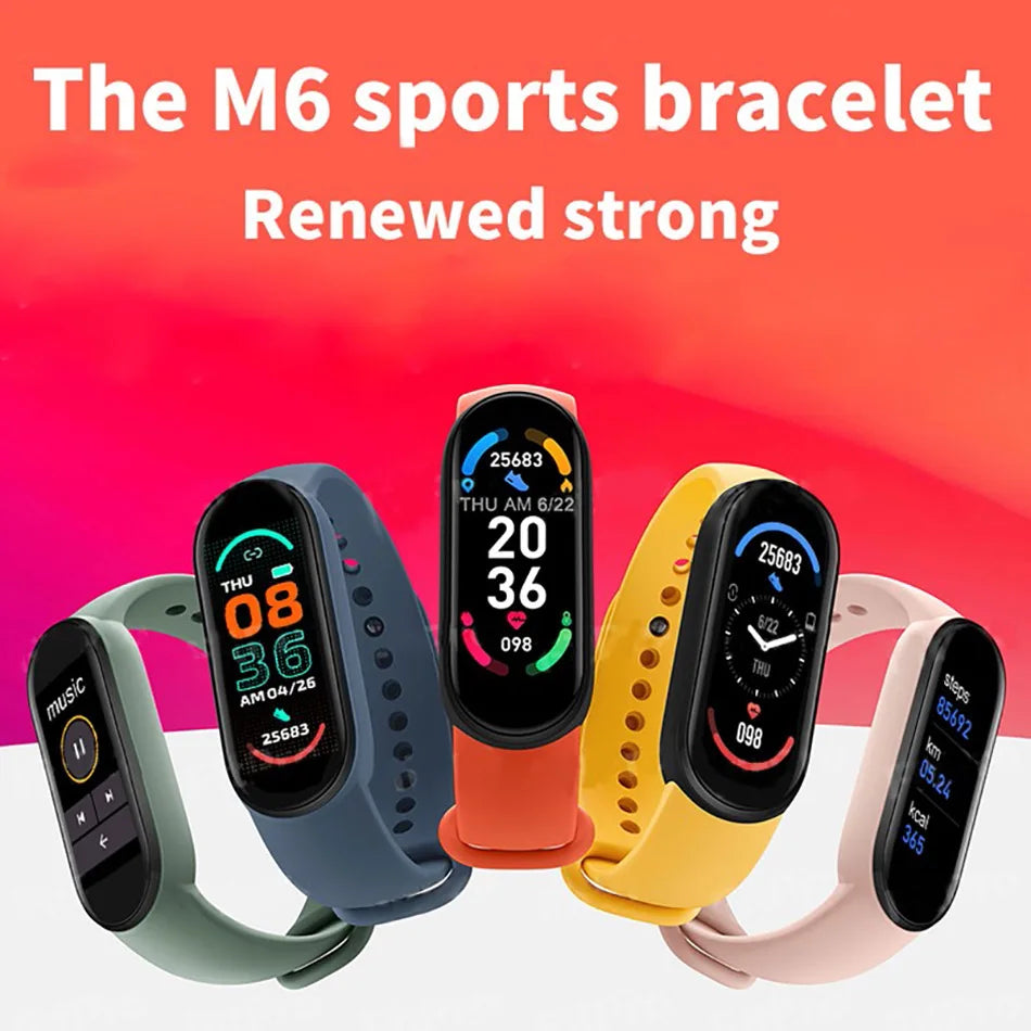 Waterproof M6 Smart Watch Men Women Fitness Sports Pressure Monitor Watches