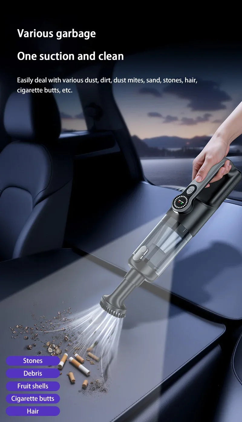 Wireless one-button dust dump high-power portable vacuum cleaner