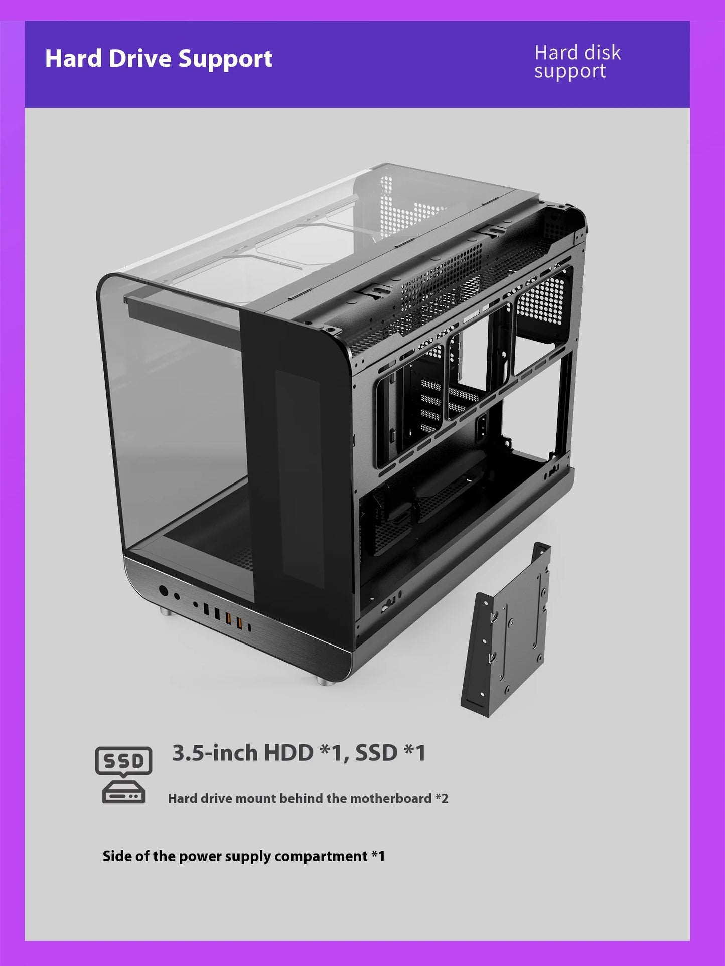 X-GAMERX Phantom Wings LCD Edition Black Seaview Room Case 360 Water-cooling Host