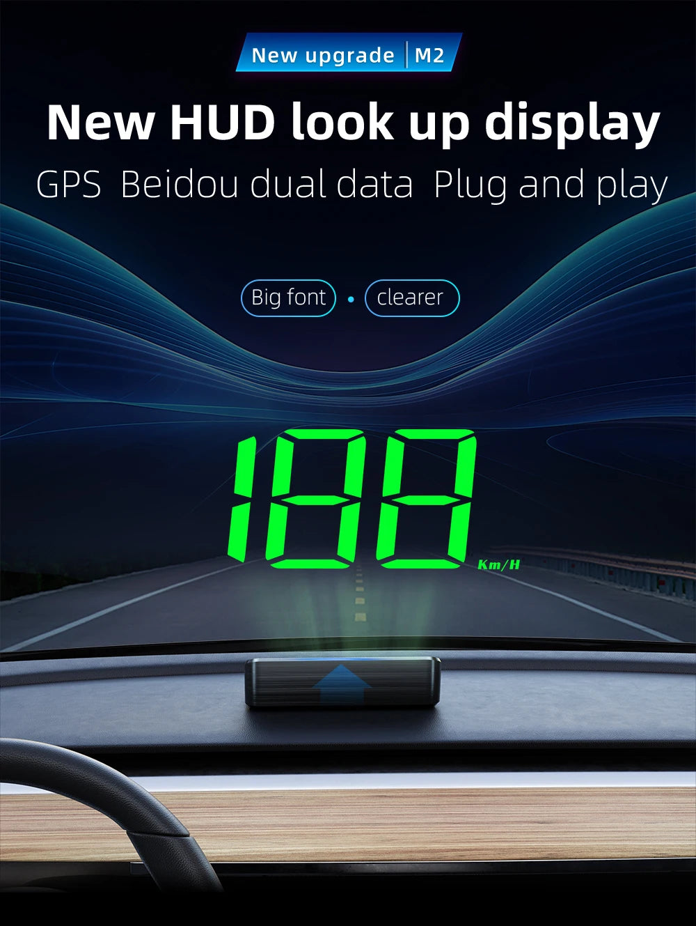 HD Car Head up Display M2 GPS Speedometer Windshield Auto Electronics Projector
