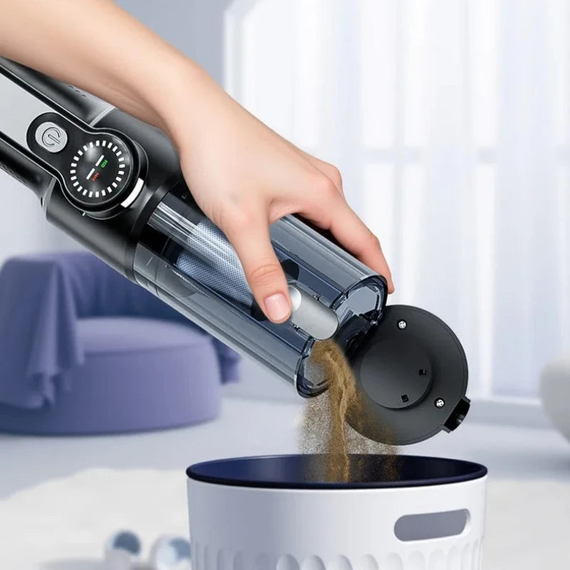 Wireless one-button dust dump high-power portable vacuum cleaner