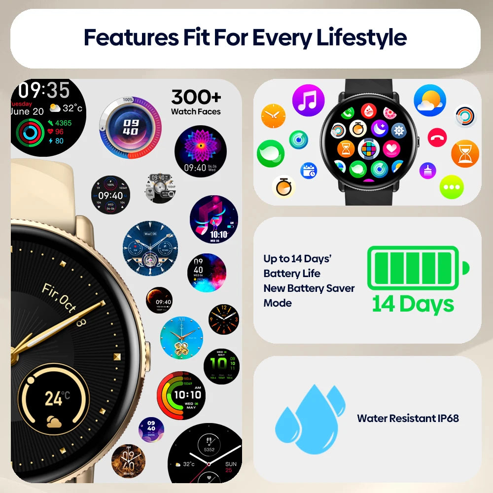 Zeblaze GTR 3 Pro AMOLED Display Make/Answer Phone Calls Smart Watch