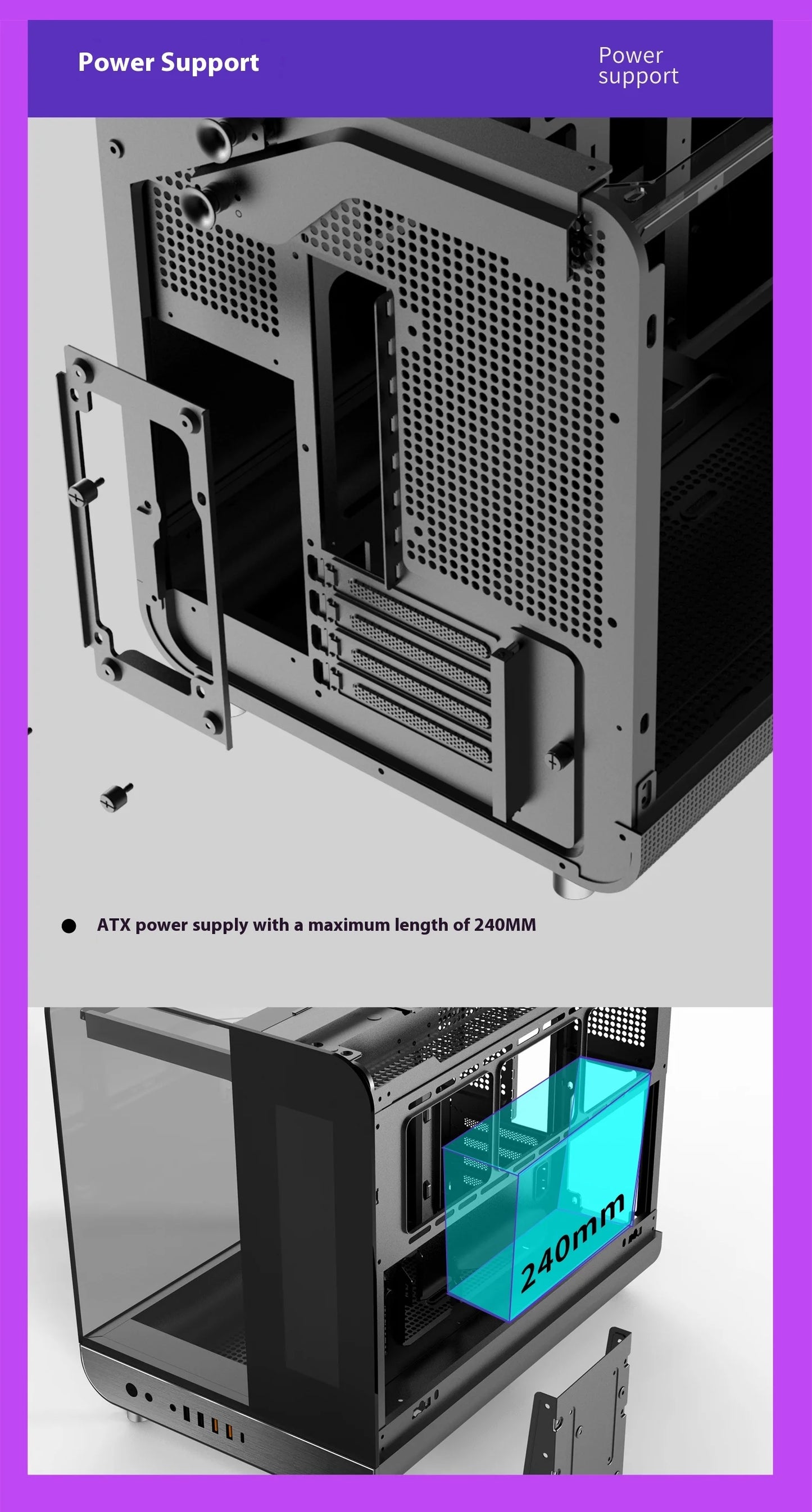 X-GAMERX Phantom Wings LCD Edition Black Seaview Room Case 360 Water-cooling Host