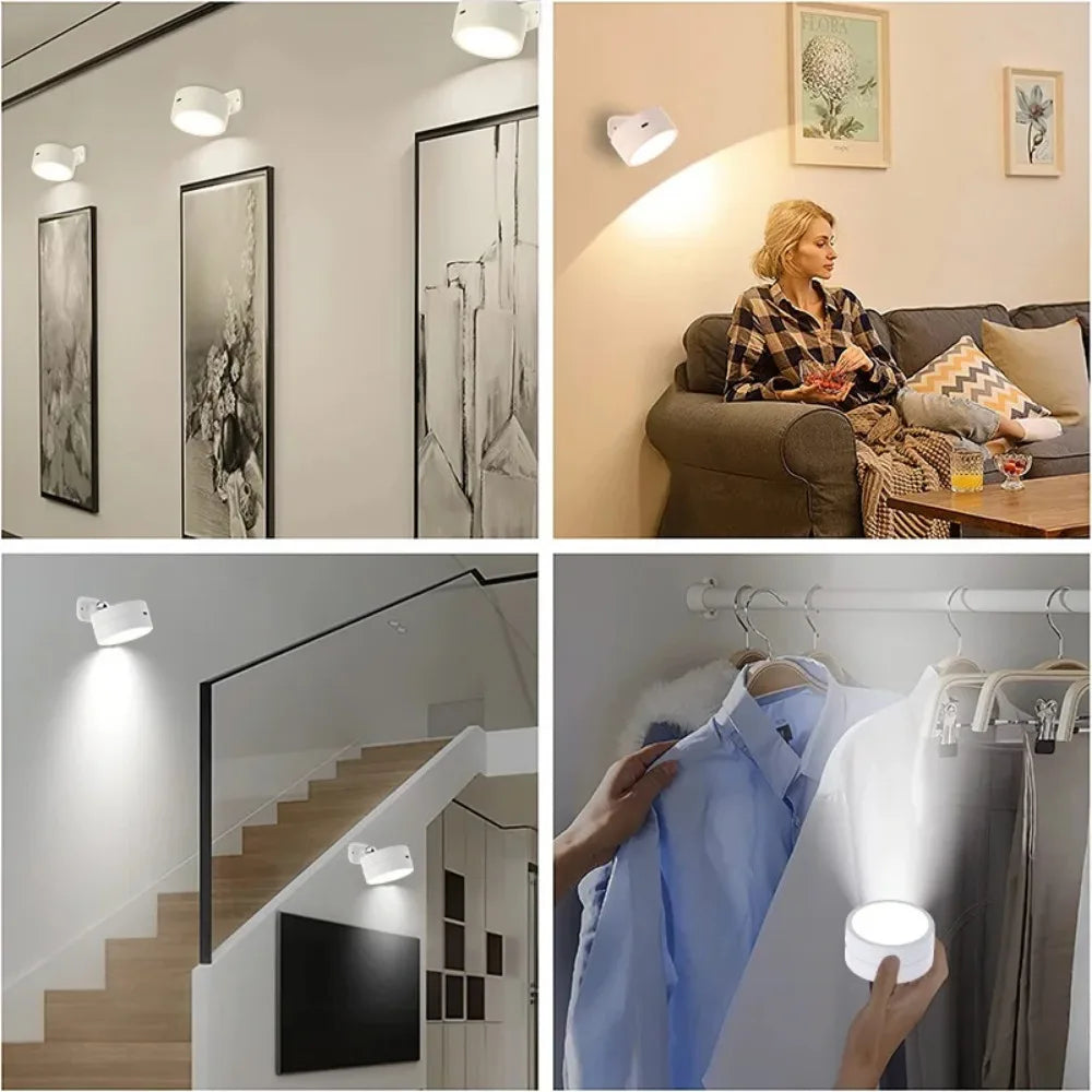 LED Wall Mounted Lights with Remote Wireless Magnetic Wall Sconces 3 Color