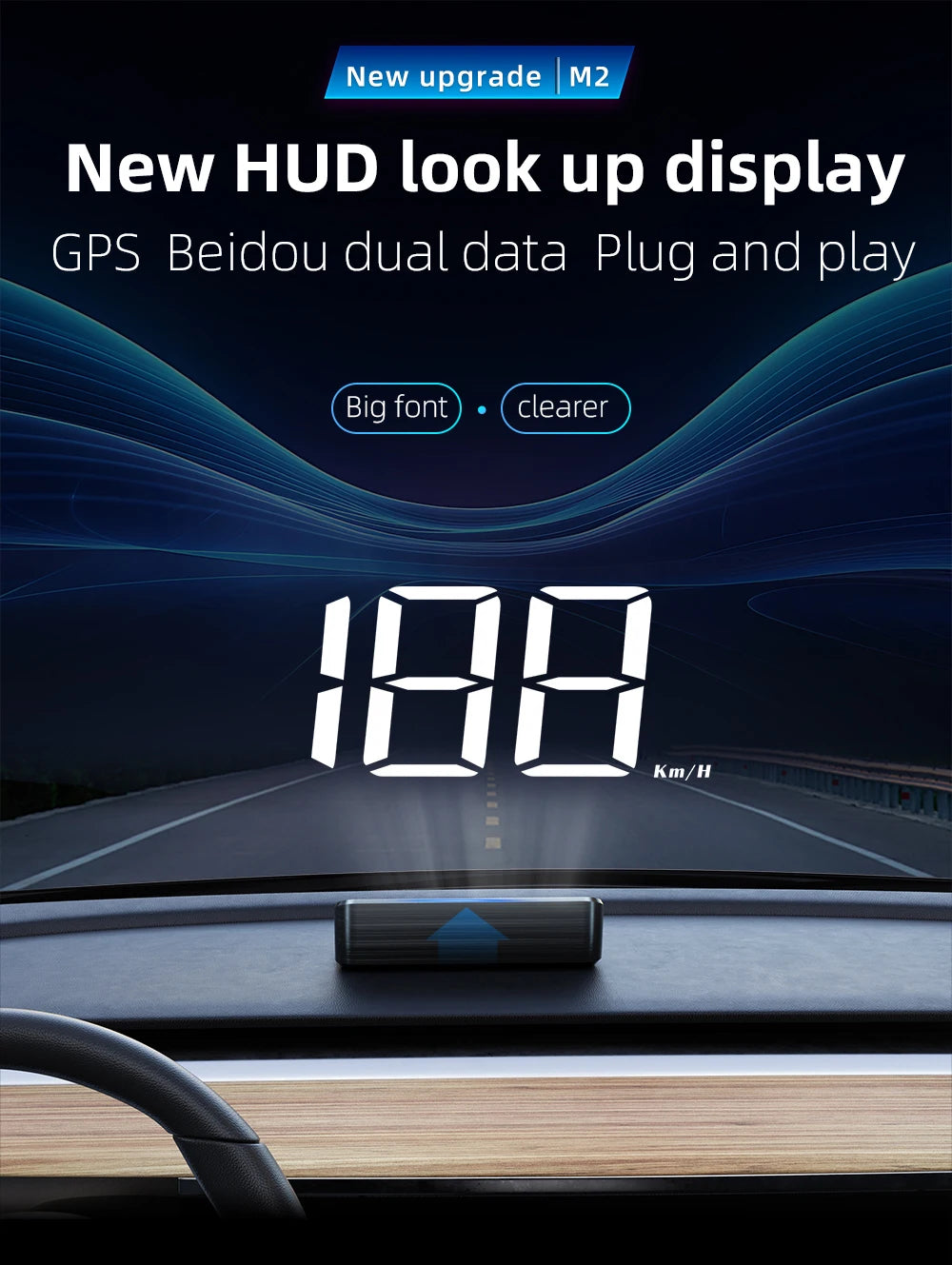 HD Car Head up Display M2 GPS Speedometer Windshield Auto Electronics Projector