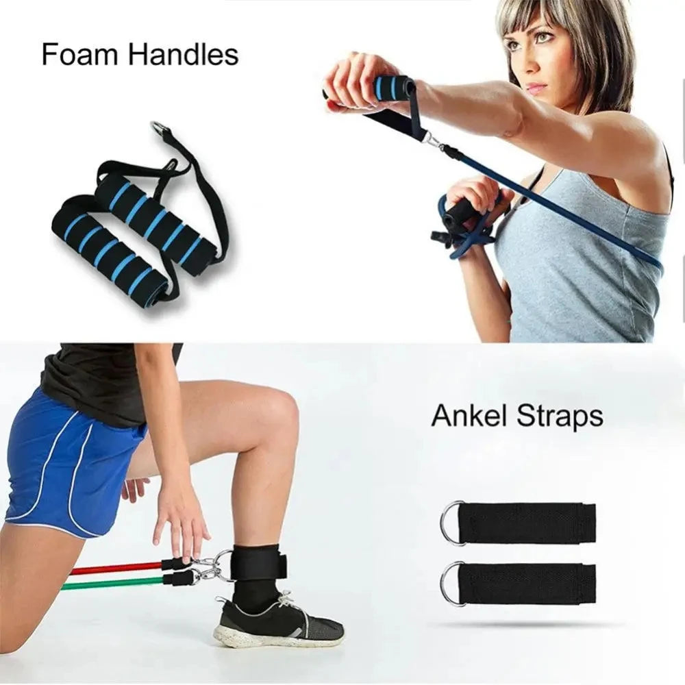 Fitness Resistance Bands Set Workout Exercise Tube Bands with Handles Carry Bags