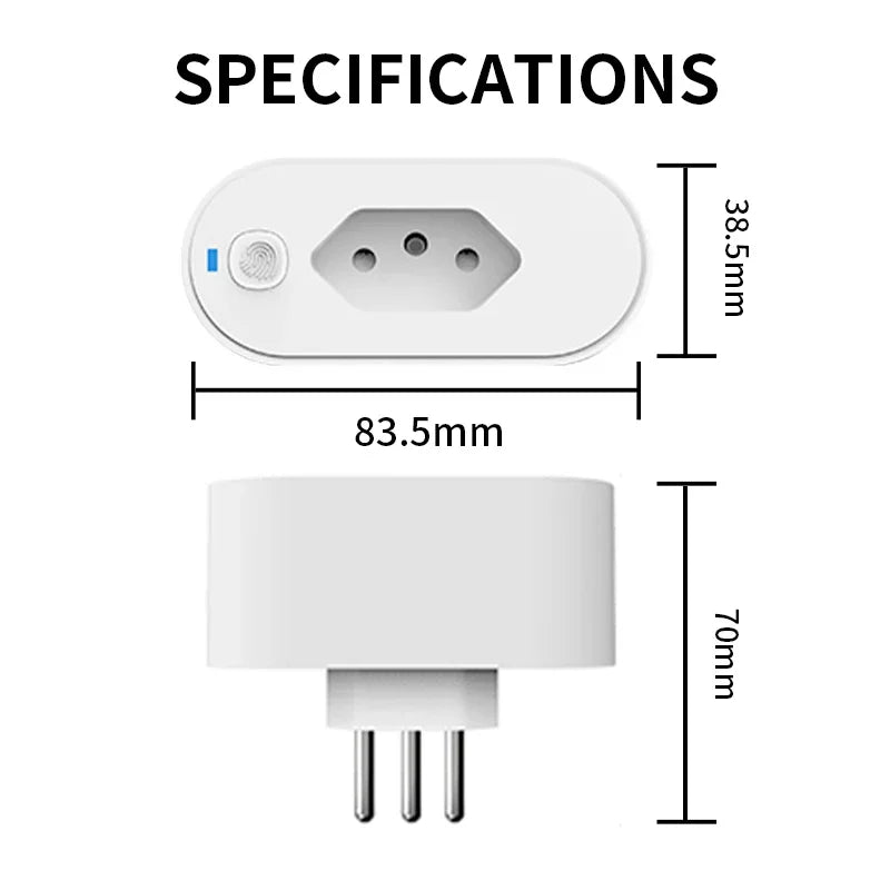 TNCE Tuya Brazil Plug 16/20A adapter, Smart outlet Voice control