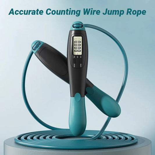 Counting Jump Rope Steel Skipping Exercise Adjustable Fitness Gym