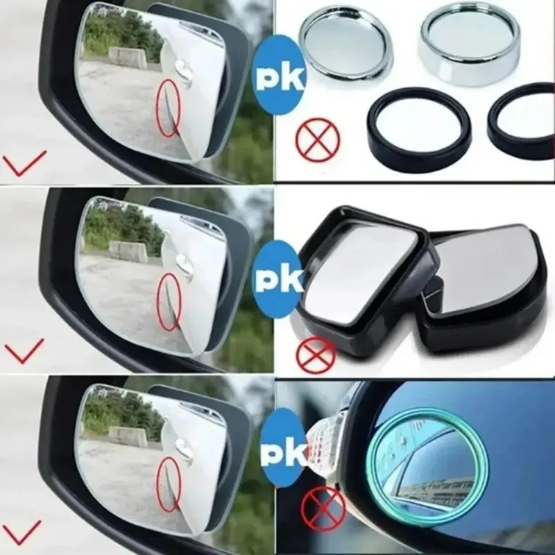 360° 2pcs Universal Fit Glass Car Wide-angle Blind Spot Rearview Mirror