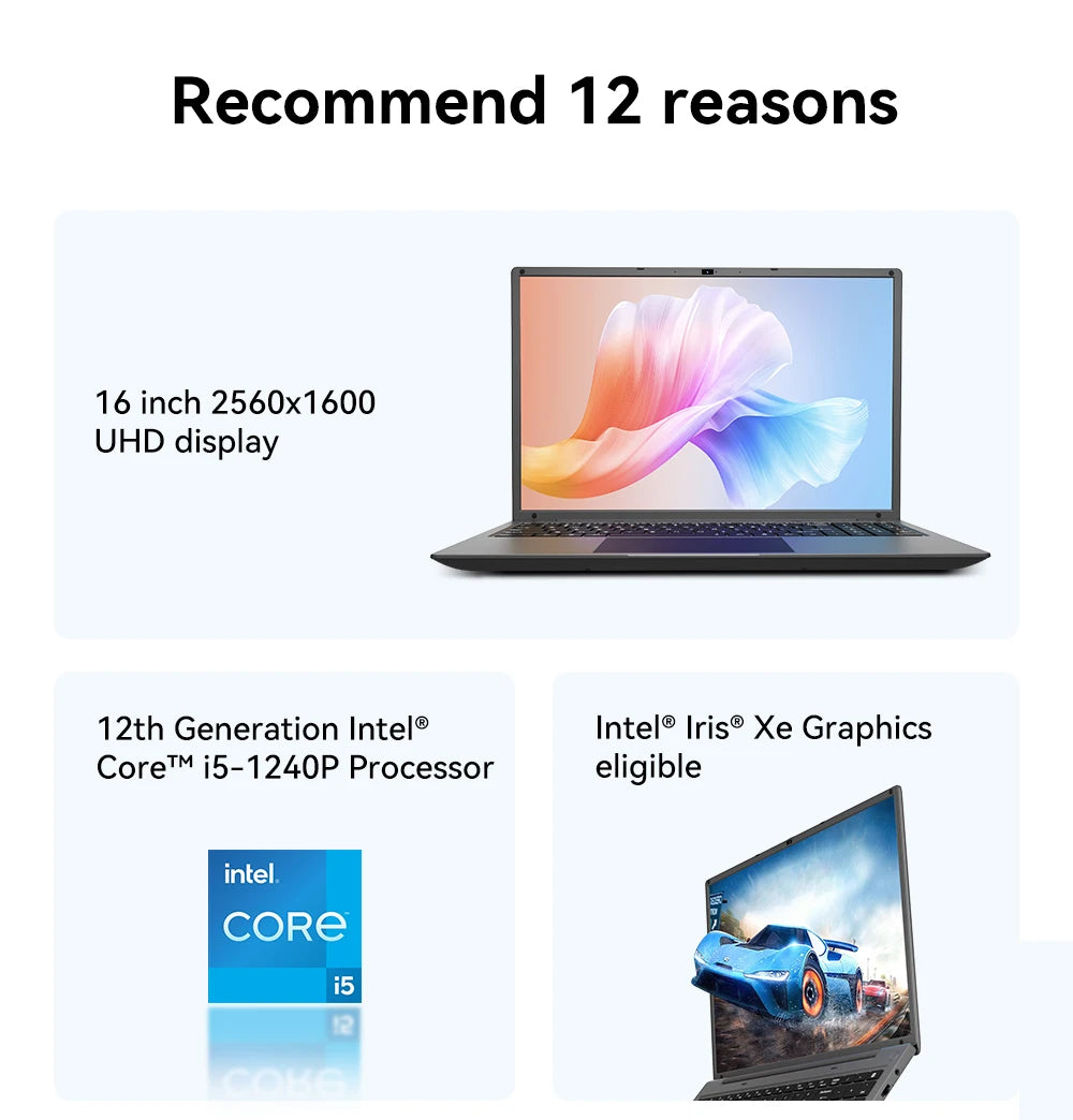 16 Inch Laptop with Intel Core i5 1240P 2.5K IPS Display Adreamer Laptop