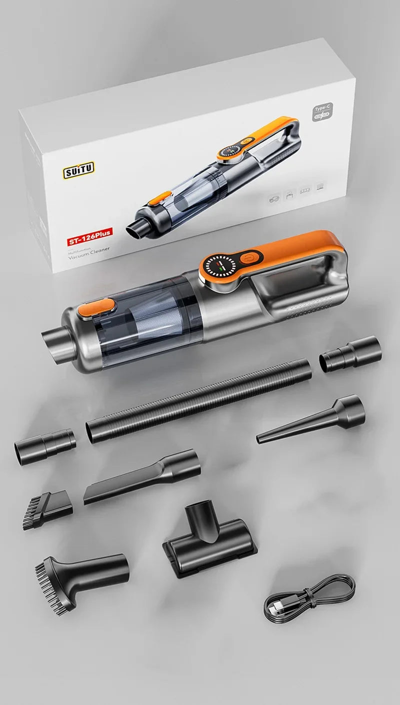 Wireless one-button dust dump high-power portable vacuum cleaner