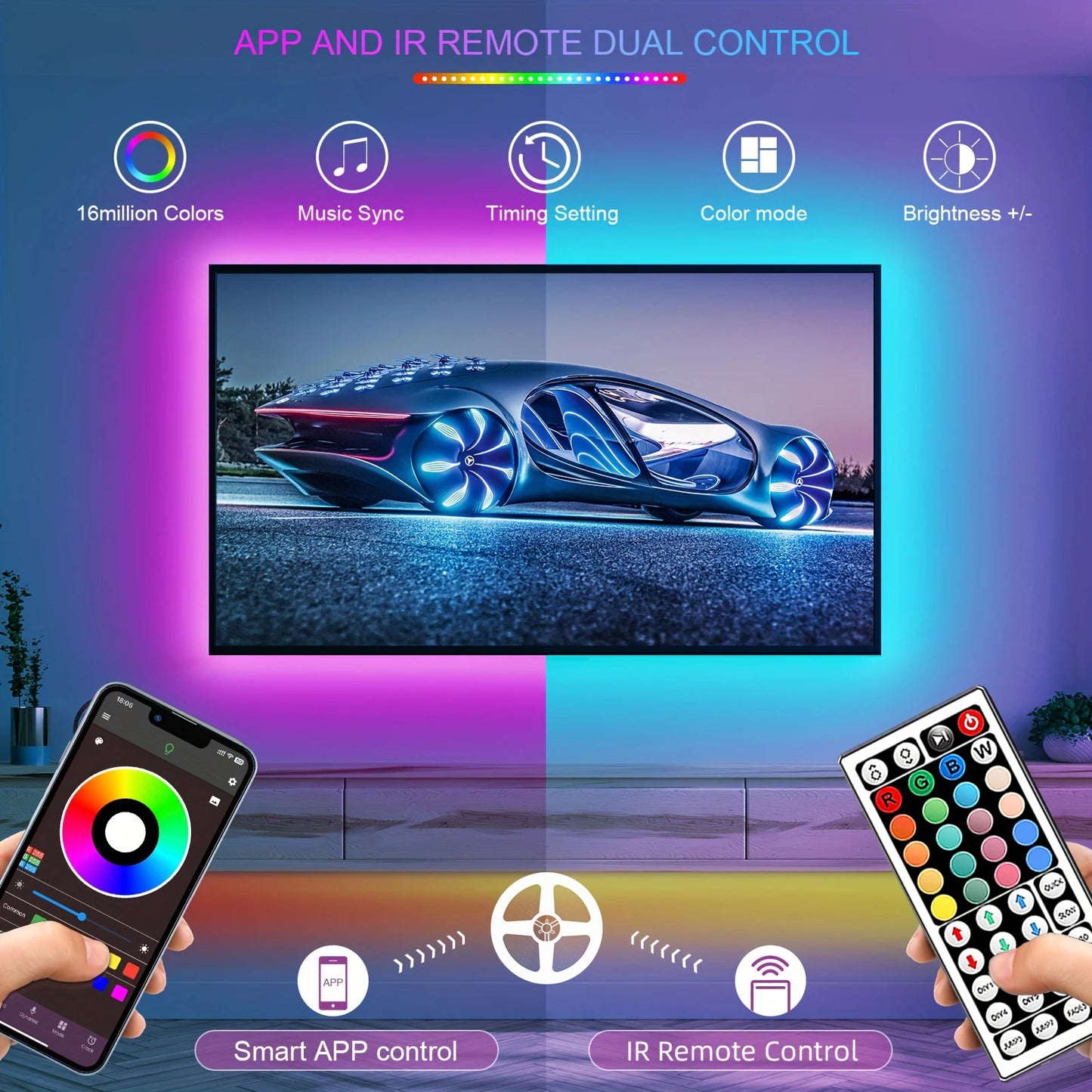 APP Control Flexible RGB Led Strip Lights for Room Bedroom Decoration