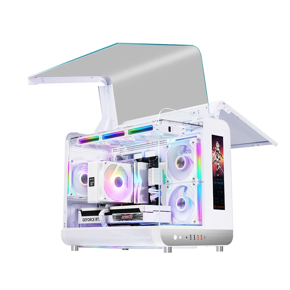 X-GAMERX Phantom Wings LCD Edition Black Seaview Room Case 360 Water-cooling Host