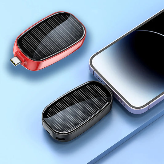 TYPE-C  1200mAh Solar Keychain Mini Power Bank Compact Phone Charger
