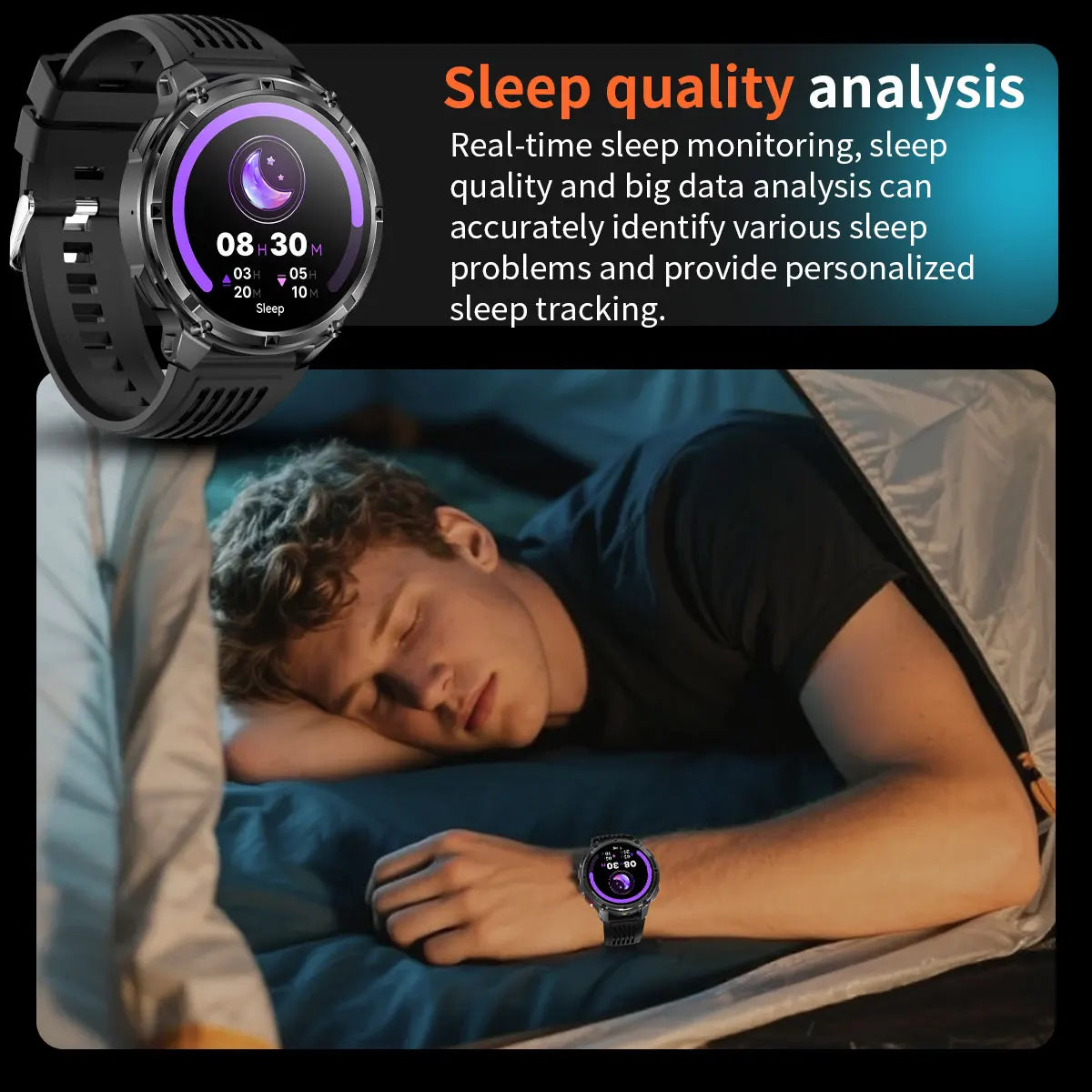 Waterproof GPS Compass Flashlight 1.7" AMOLED HD Call Sports Smart Watch