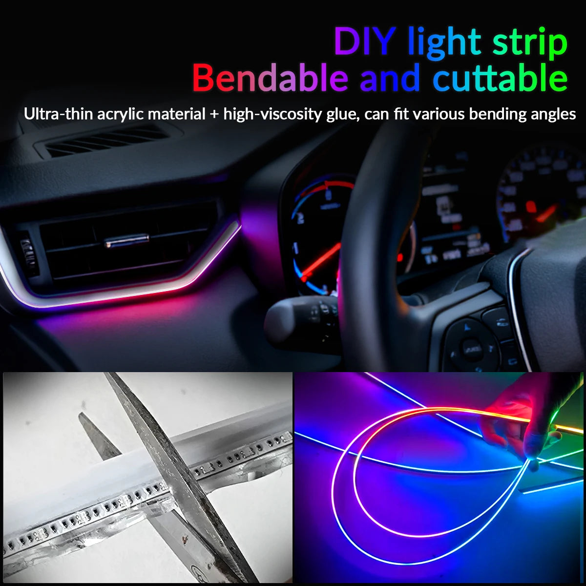 64 Colors RGB Symphony Car Ambient Light with APP Control