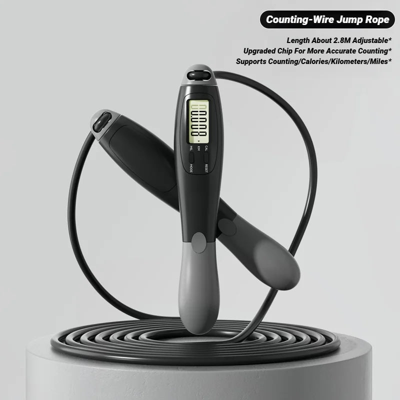 Counting Jump Rope Steel Skipping Exercise Adjustable Fitness Gym