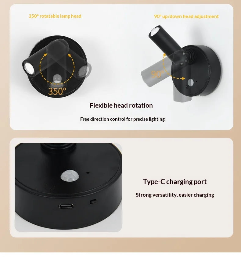 Magnetic Base USB Rechargeable LED Cordless Wall Light