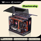 X-GAMERX Phantom Wings LCD Edition Black Seaview Room Case 360 Water-cooling Host
