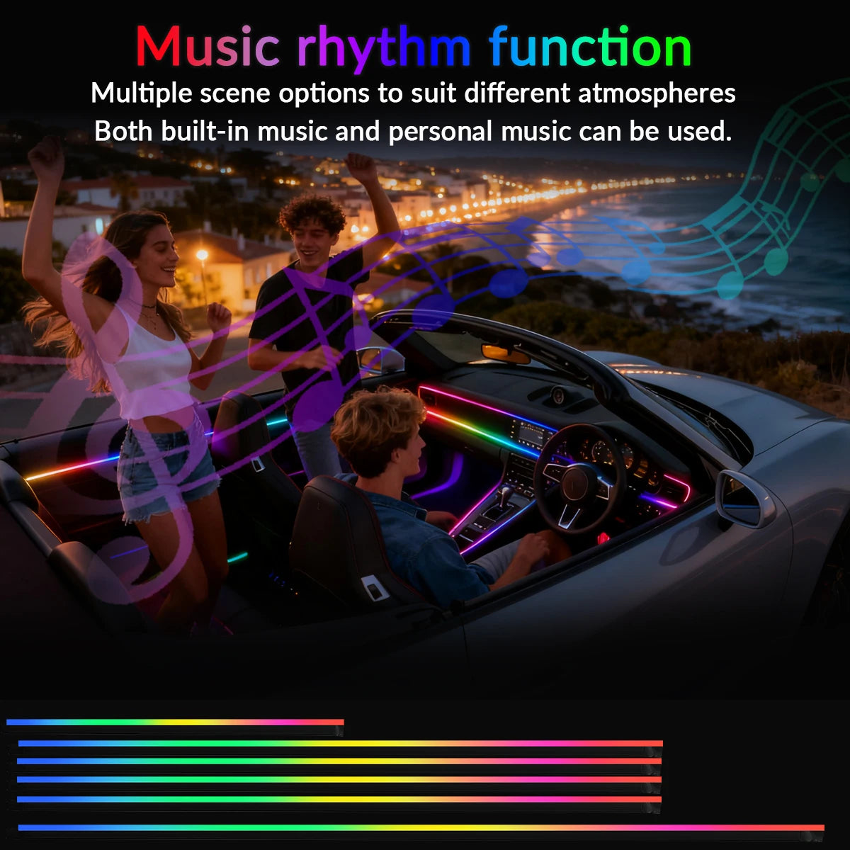 64 Colors RGB Symphony Car Ambient Light with APP Control