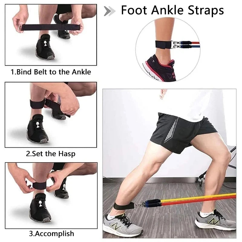 Fitness Resistance Bands Set Workout Exercise Tube Bands with Handles Carry Bags
