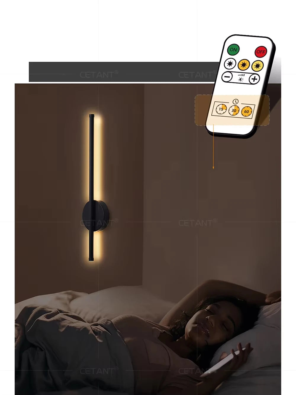 Magnetic Rechargeable 50 Wall Lamp Black Gold LED Lighting Wiring Free