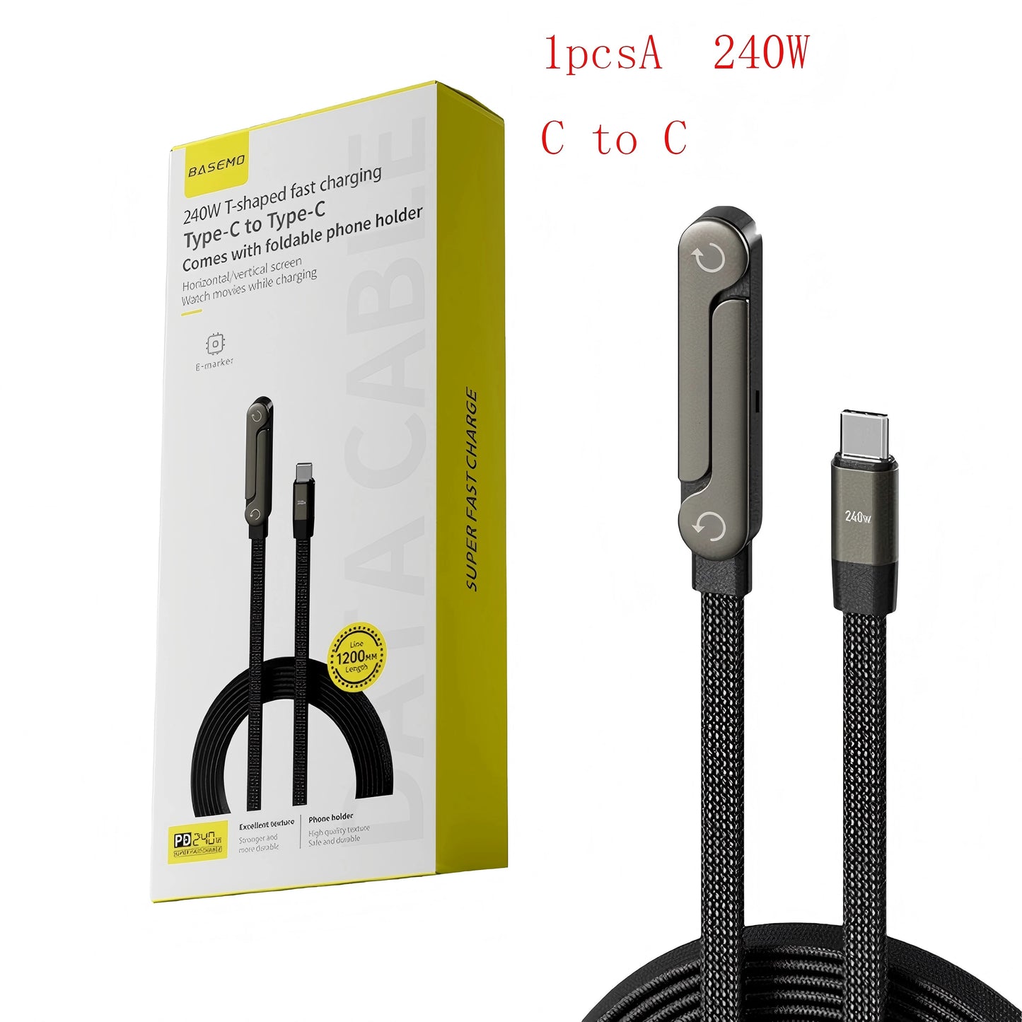 Foldable Bracket Data Cable 2-in-1 Data Wire Phone Tablet Stand Type-C