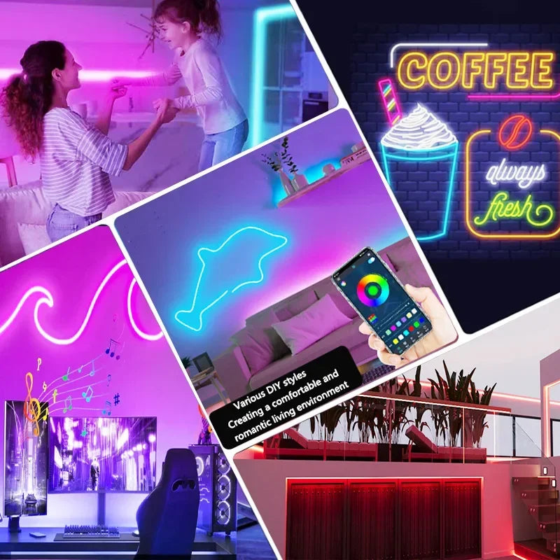 RGB Neon LED Strip Waterproof DIY USB Neon App Remote Control Lighting