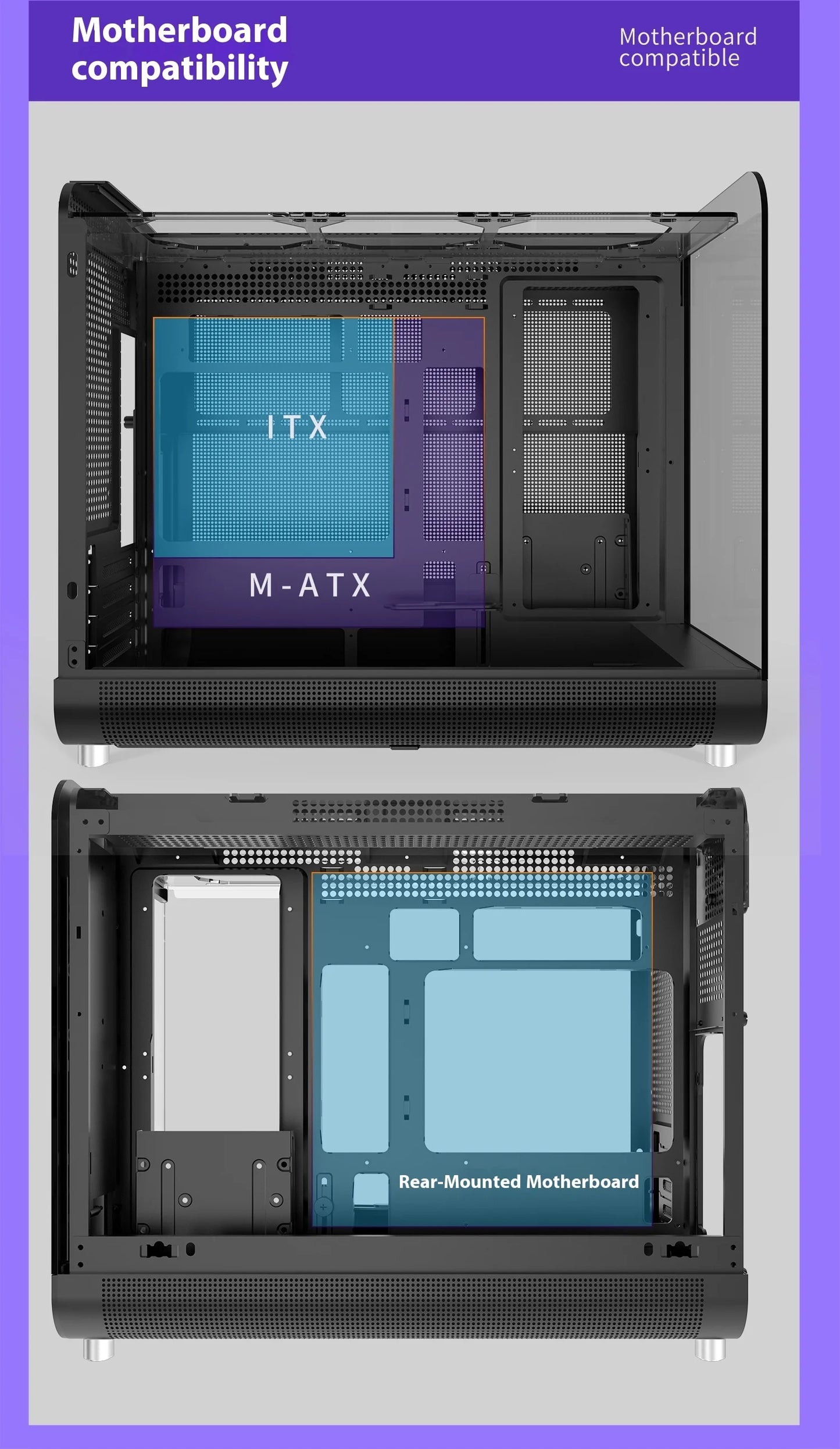 X-GAMERX Phantom Wings LCD Edition Black Seaview Room Case 360 Water-cooling Host