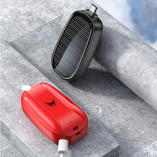 TYPE-C  1200mAh Solar Keychain Mini Power Bank Compact Phone Charger