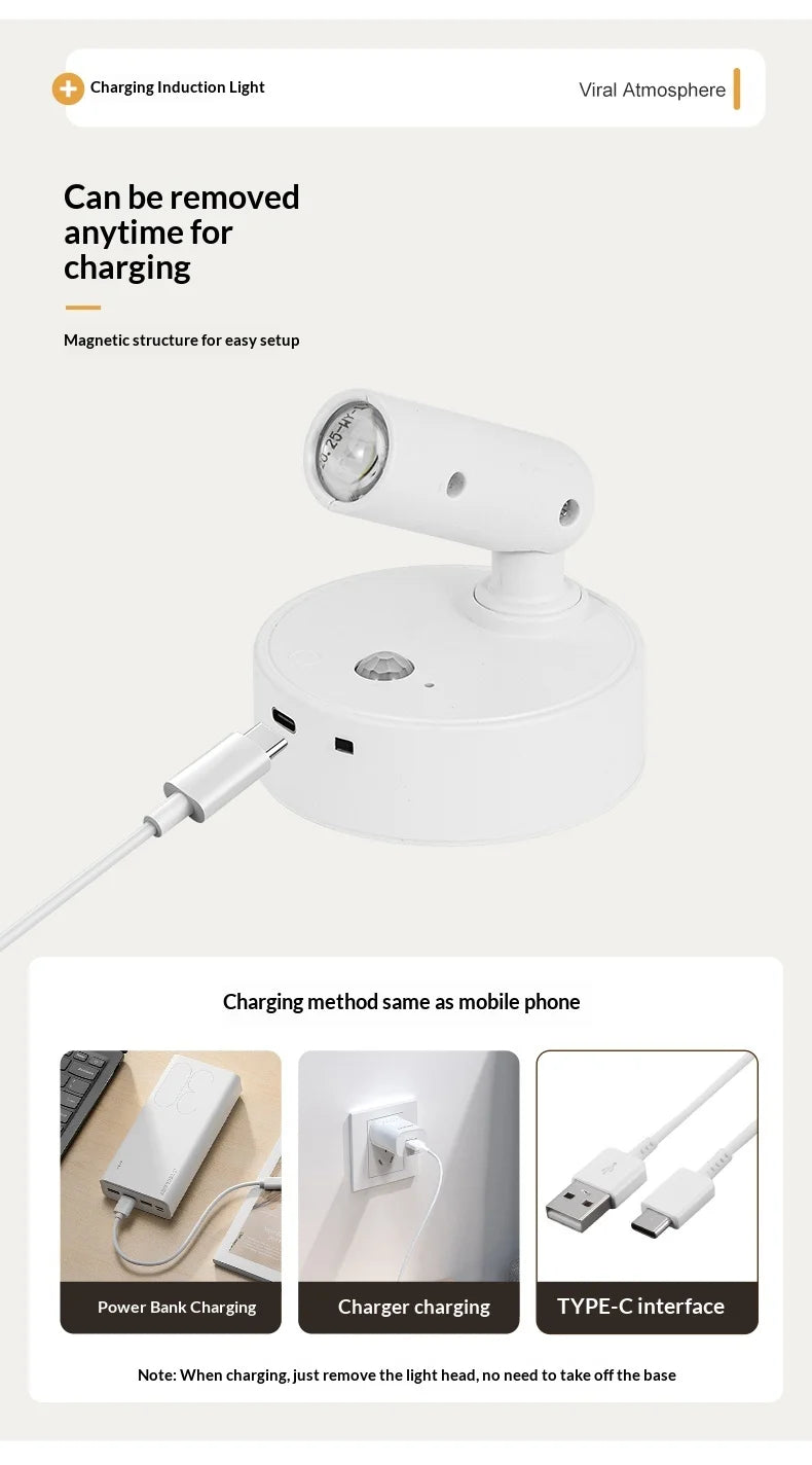 Magnetic Base USB Rechargeable LED Cordless Wall Light