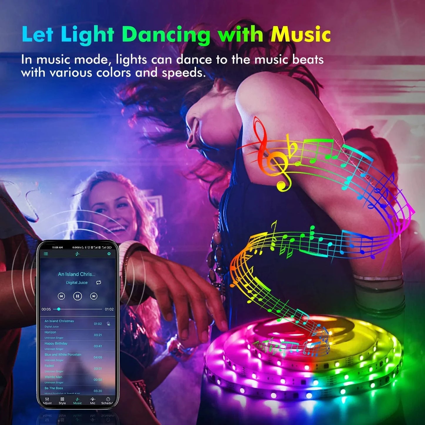 APP Remote Control Smart LED Strip Lights 5050 RGB Bluetooth