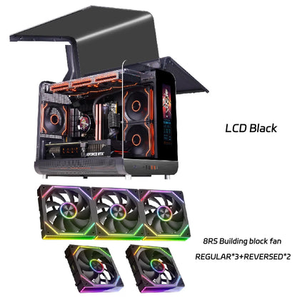 X-GAMERX Phantom Wings LCD Edition Black Seaview Room Case 360 Water-cooling Host