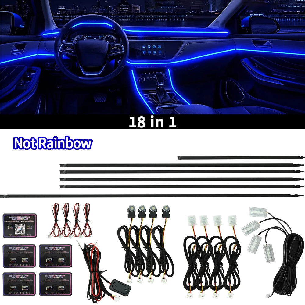 64 Colors RGB Symphony Car Ambient Light with APP Control