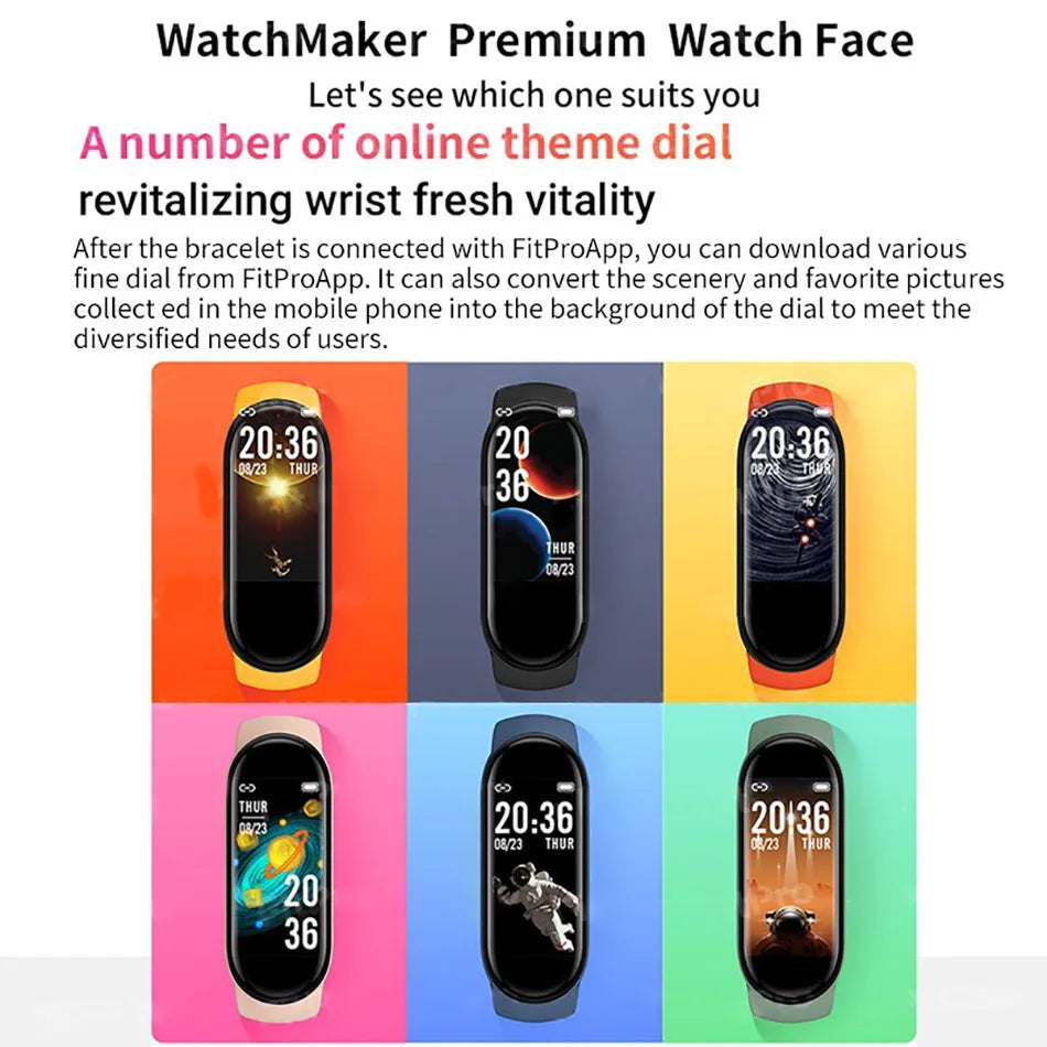 Waterproof M6 Smart Watch Men Women Fitness Sports Pressure Monitor Watches