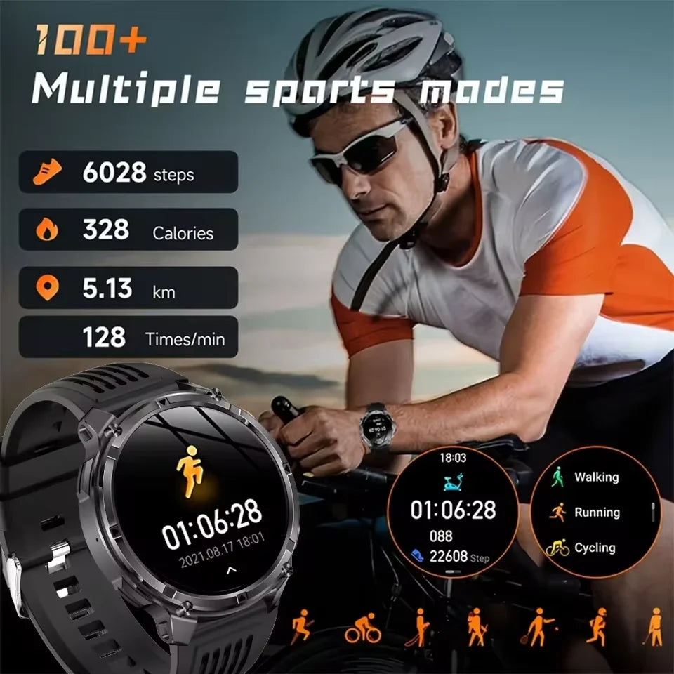 Waterproof GPS Compass Flashlight 1.7" AMOLED HD Call Sports Smart Watch