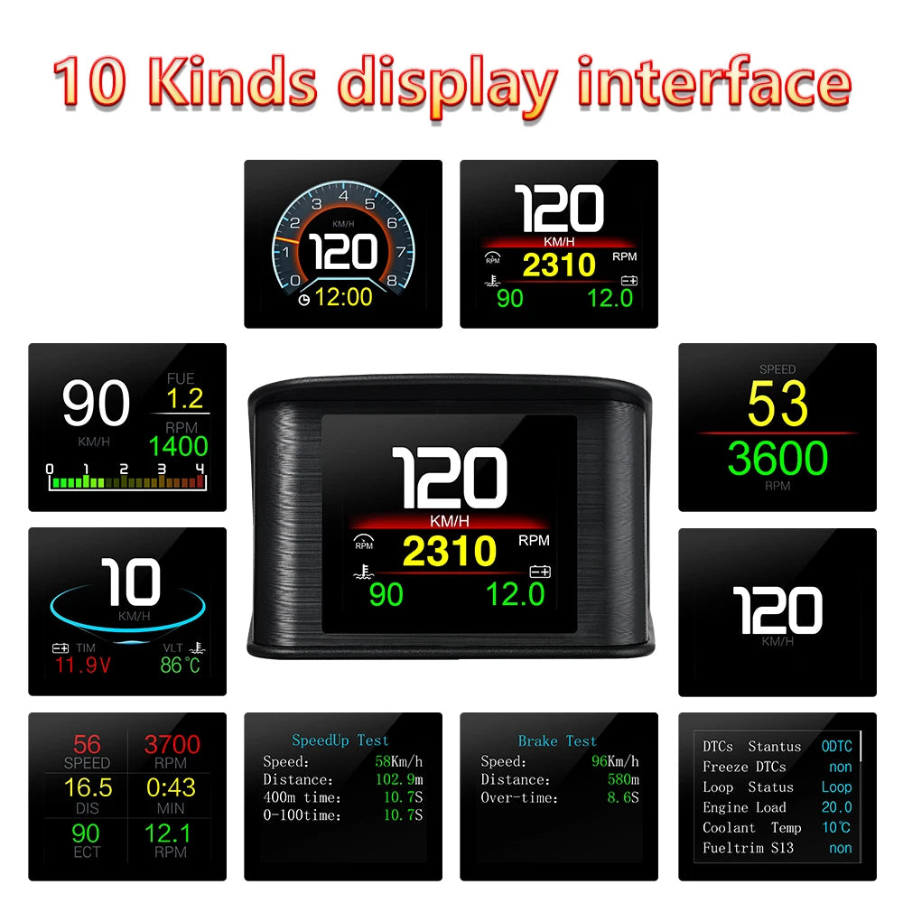 Smart Digital Meter P10 PRO OBD2 Head Up Display On Board Computer Digital Meter