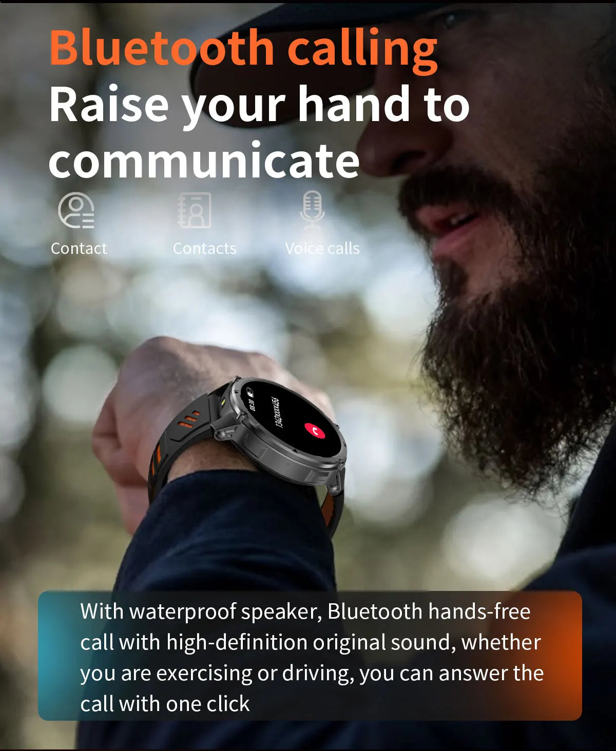 Waterproof GPS Compass Flashlight 1.7" AMOLED HD Call Sports Smart Watch