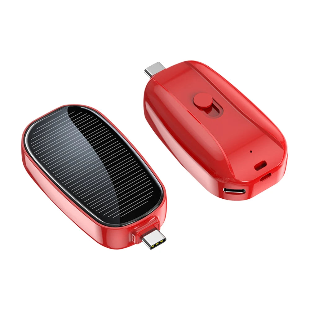 TYPE-C  1200mAh Solar Keychain Mini Power Bank Compact Phone Charger