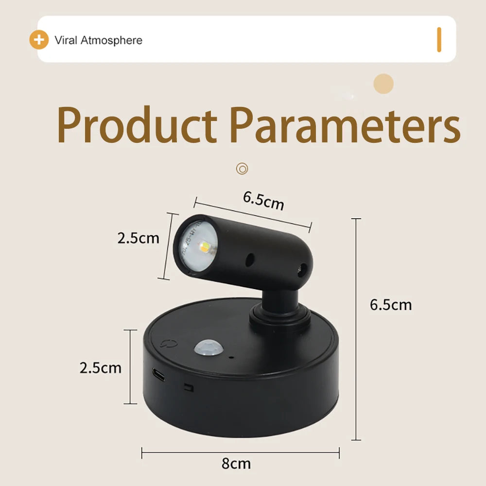 Magnetic Base USB Rechargeable LED Cordless Wall Light