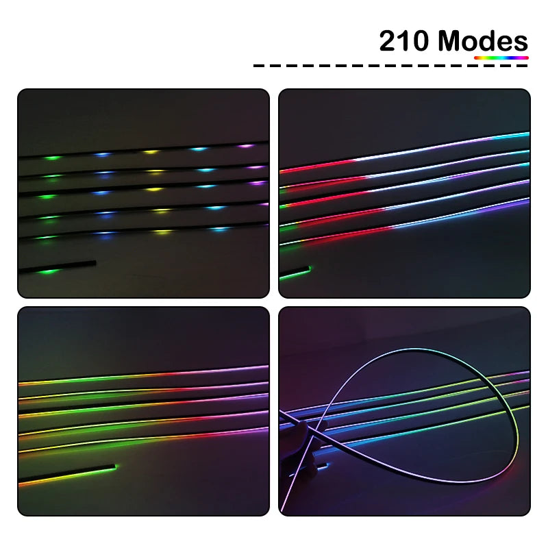 Full Color Streamer Car Ambient Lights RGB 64 Color Universal LED