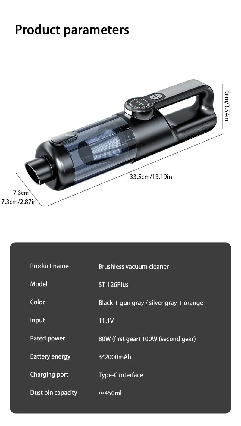 Wireless one-button dust dump high-power portable vacuum cleaner