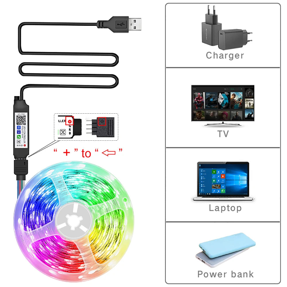 APP Control Flexible RGB Led Strip Lights for Room Bedroom Decoration