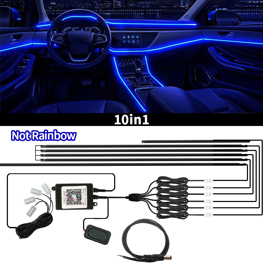 64 Colors RGB Symphony Car Ambient Light with APP Control